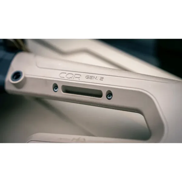 Close-up of integrated sling slot on Hera Arms CQR Gen 2.0 FDE Buttstock for AR-15 platform.