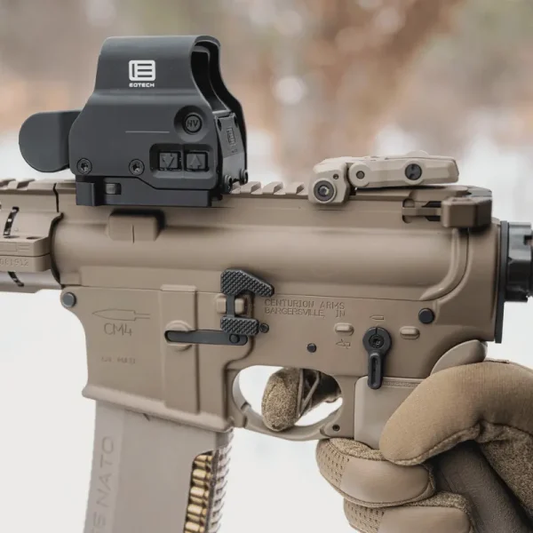 Hera Arms H15G AR-15 pistol grip in Flat Dark Earth mounted on an FDE AR-15 rifle build, featuring tactical textured control and ergonomic performance