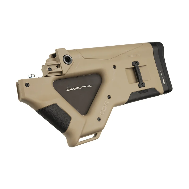 CQR GEN 1.0 AK-47 (CA) Buttstock TAN 5 CQR GEN1.0 AK-47 buttstock in tan (FDE) state compliant version tilted left