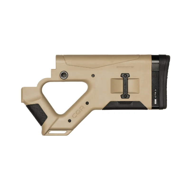 CQR GEN 1.0 Buttstock TAN 8 CQR Gen1.0 Buttstock for AR-15 in Tan (FDE) Pointing Left