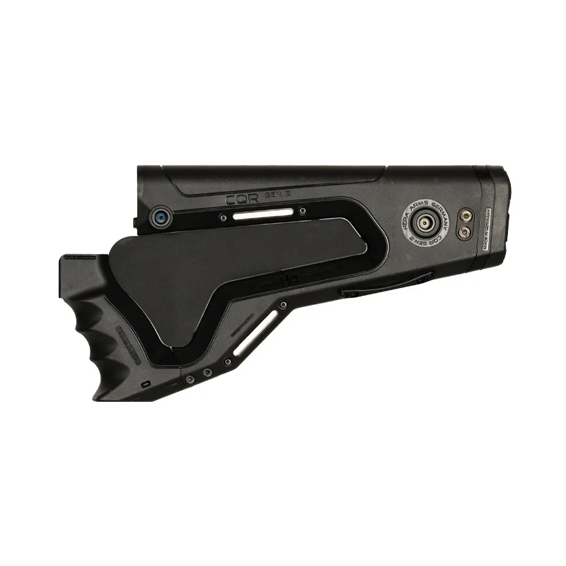 CQR GEN 2.0 (CA) Buttstock BLACK 5 CQR GEN2.0 Buttstock in Black - State Restricted Version pointing left.