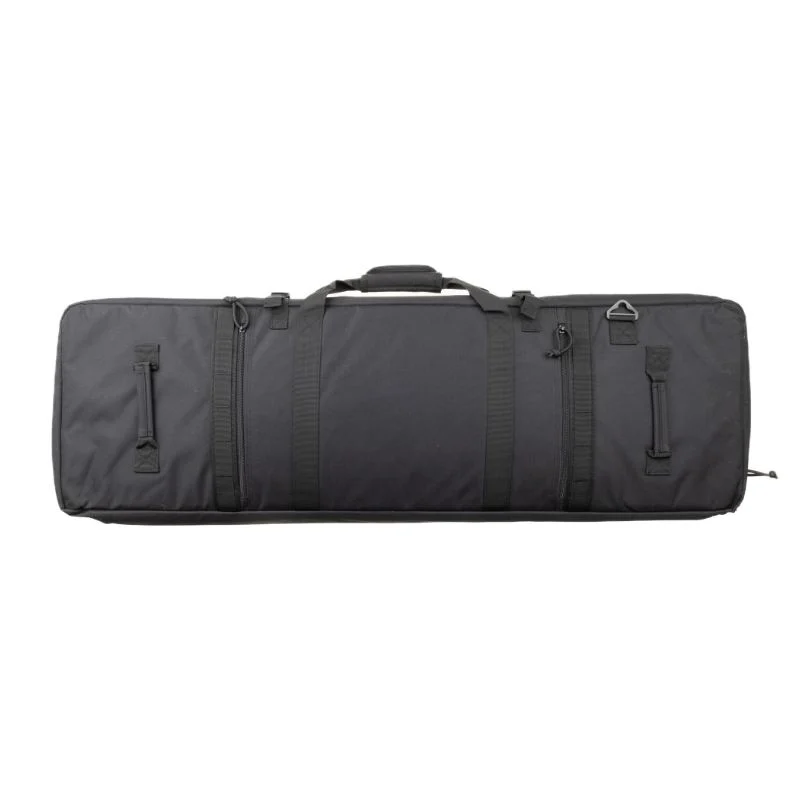 42" Padded Rifle Bag <br> OBSIDIAN 9 Back side of black rifle bag showcasing straps.