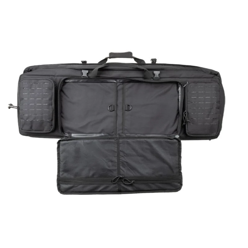 42" Padded Rifle Bag <br> OBSIDIAN 7 Black rifle bag with front pocket open.