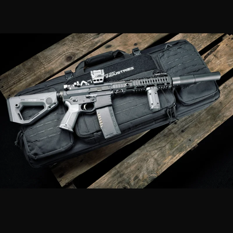HFG Front Grip BATTLESHIP GREY 8 CCS adjustable stock for AR-15 in battleship grey limited edition, pointing left