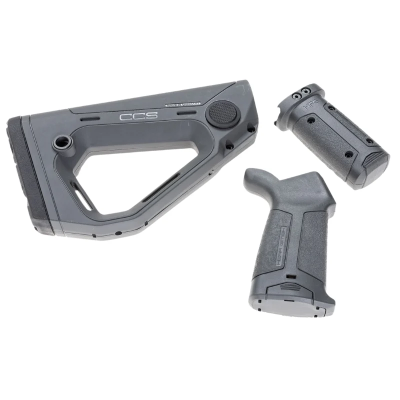 HFG Front Grip BATTLESHIP GREY 9 CCS adjustable buttstock, front grip, and pistol grip for AR-15 in battleship grey limited edition