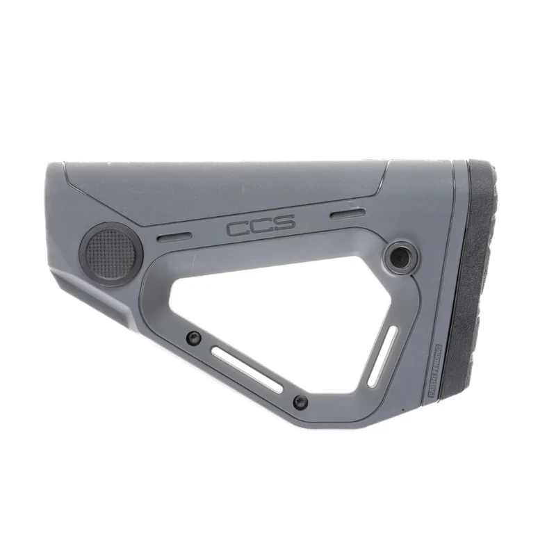 CCS adjustable stock for AR 15 in battle ship grey limited edition pointing left